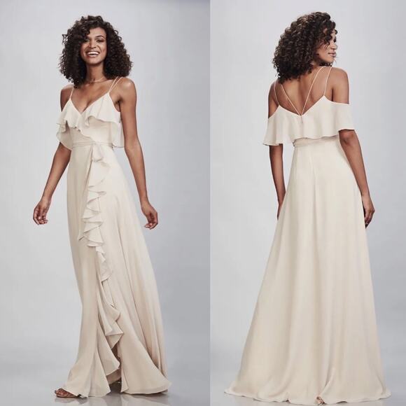 Theia Green Bridesmaid Eduarda Ruffle Maxi Dress - Picture 2 of 7